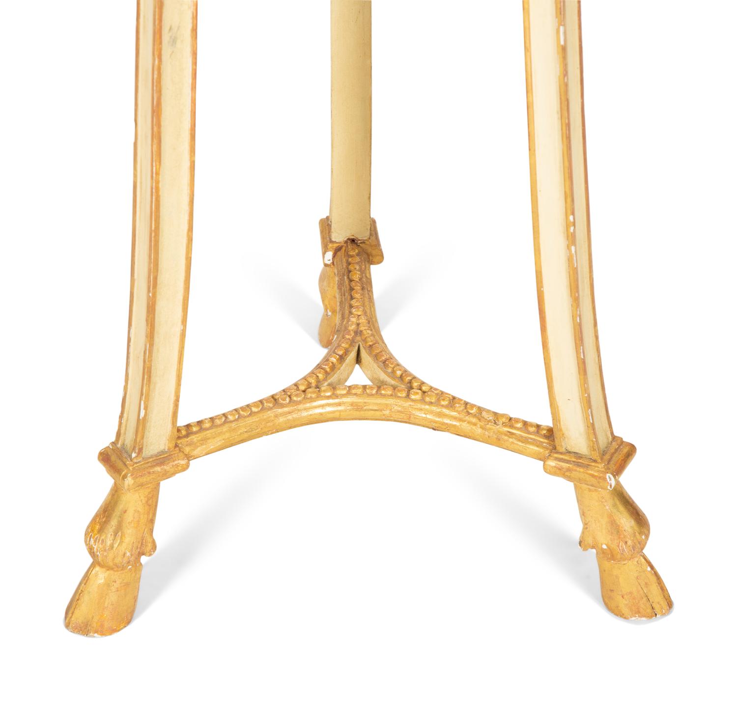A George III Style Painted and Parcel Gilt Torchere Stand
