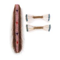 Plains Dentalia Shell and Brass Wire Hair Ornaments, PLUS Beaded Porcupine Hair Brush