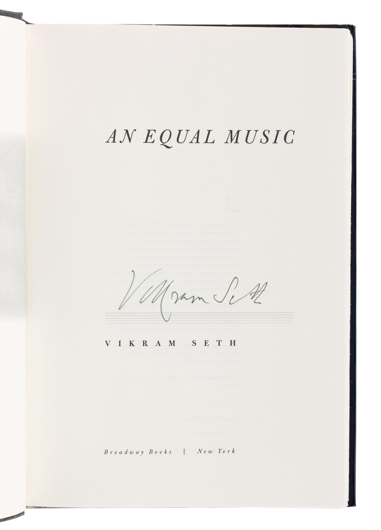 SETH, Vikram (b. 1952). A group of 3 FIRST AMERICAN EDITIONS by Seth, ALL SIGNED, comprising: