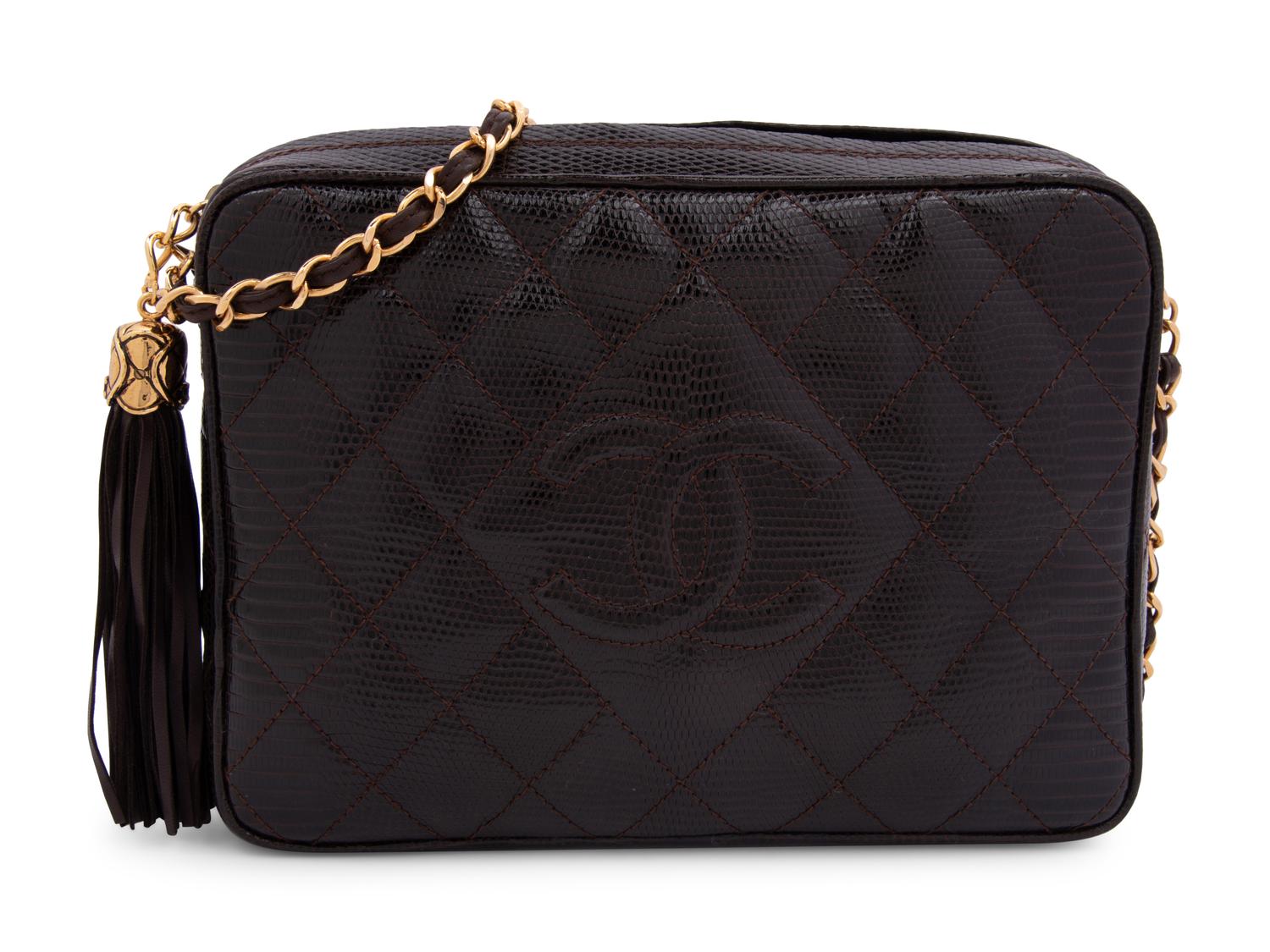 Chanel Quilted Lizard Skin Crossbody Bag, 1989-91