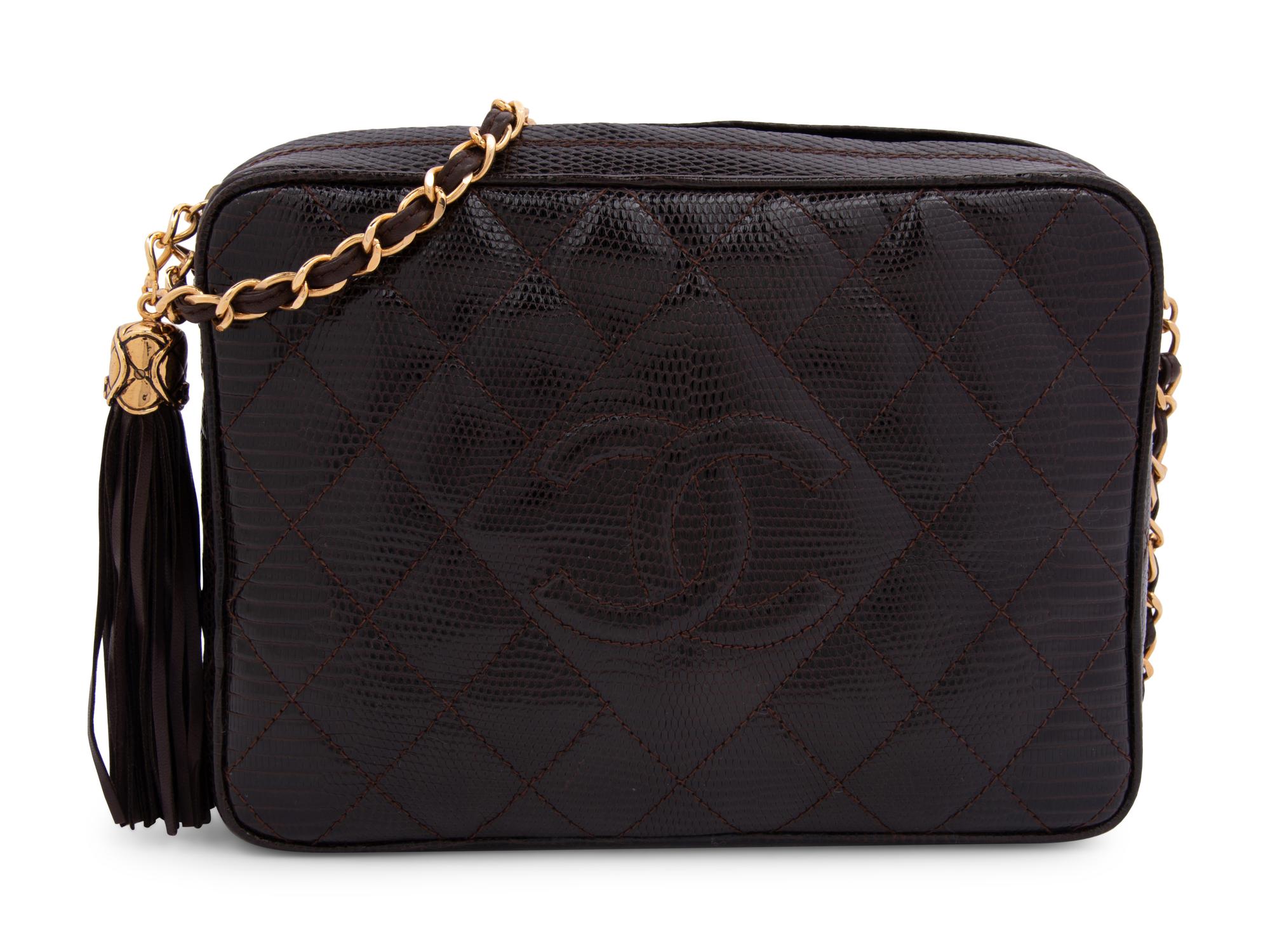 Chanel Quilted Lizard Skin Crossbody Bag, 1989-91