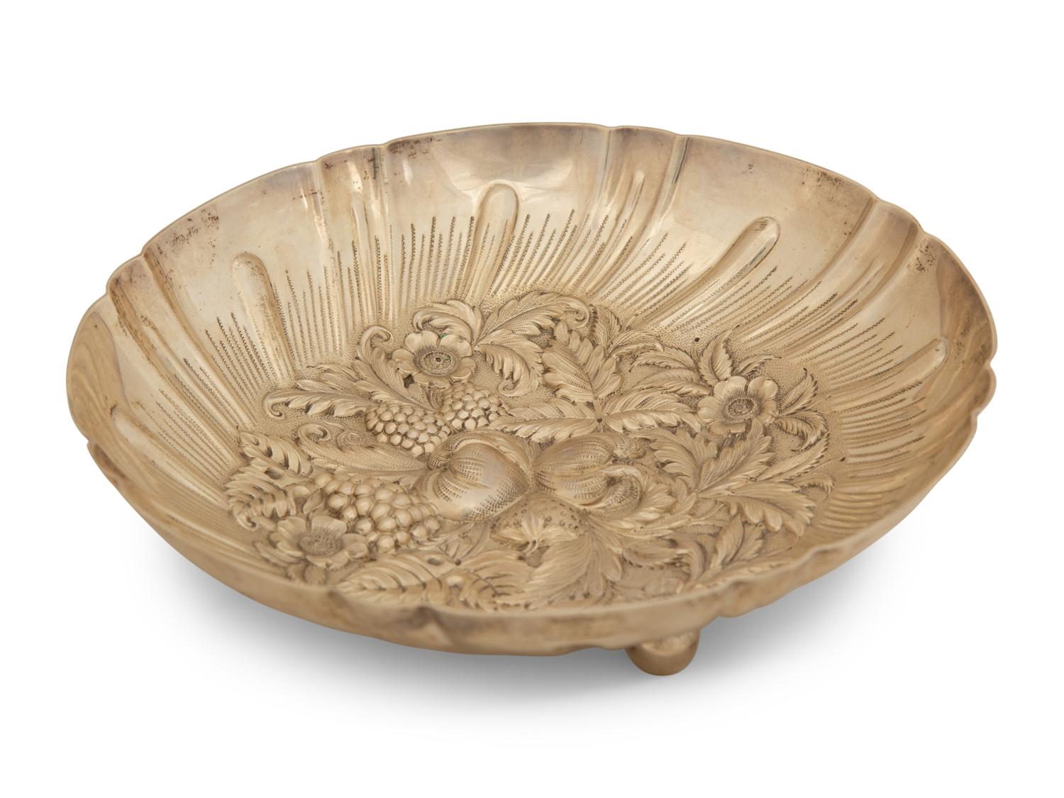 An American Silver-Gilt Entrée Dish and Cover and a Repoussé Bowl