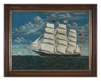 American School 19th Century, A Ship Flying American Flag
