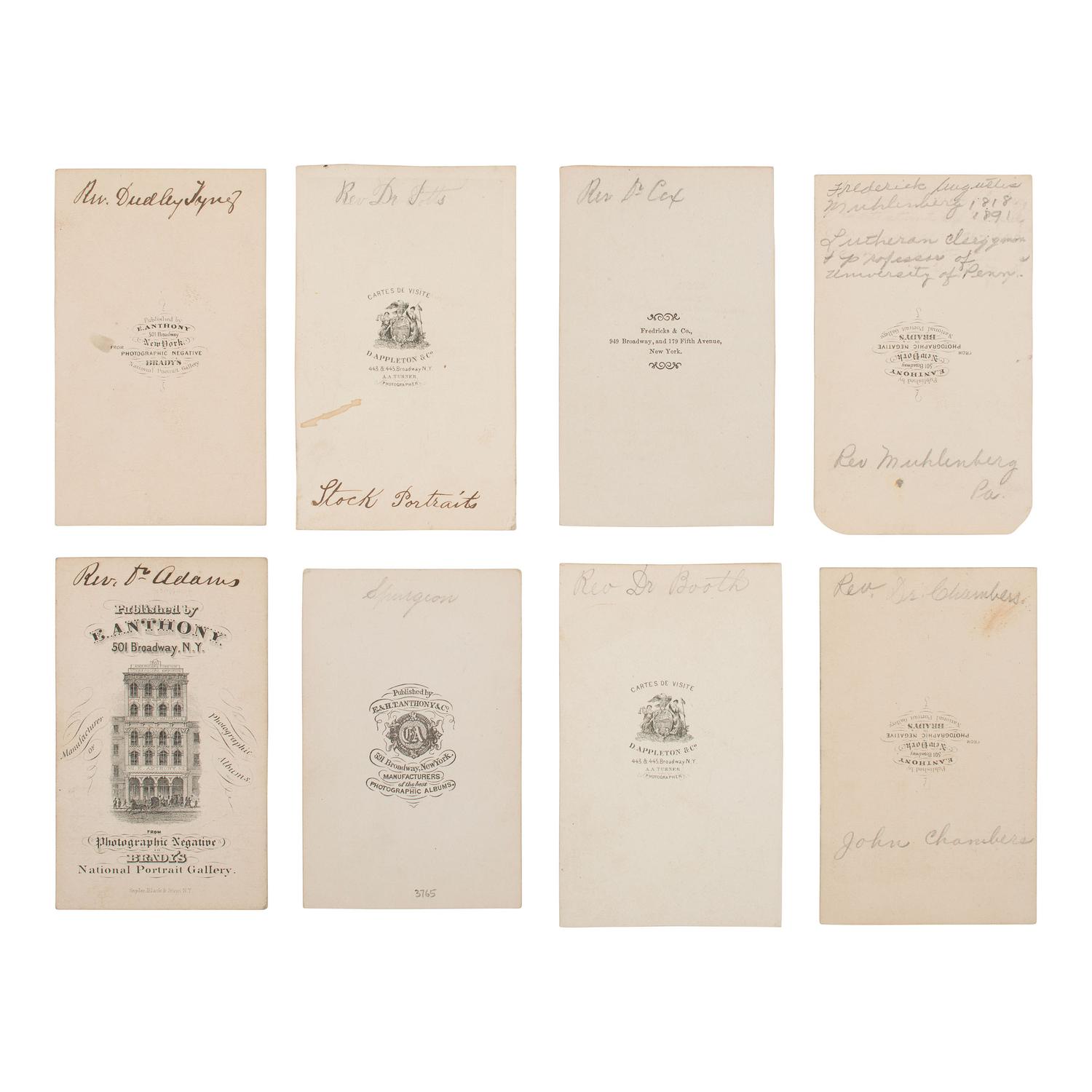 [Early Photography]. A group of 128 Items, including photographs of abolitionists, clergy, and academics.