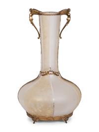 A Continental Gilt Metal Mounted Etched Glass Vase