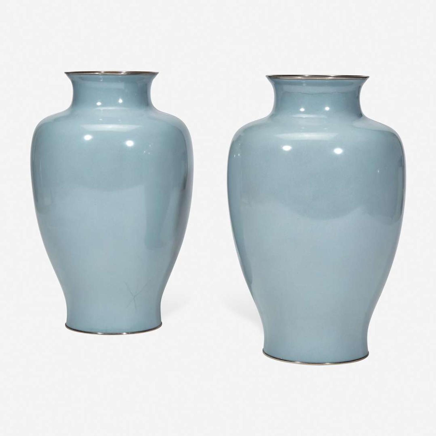 A pair of Japanese cloisonné vases, Ando 日本安藤七宝烧瓶一对