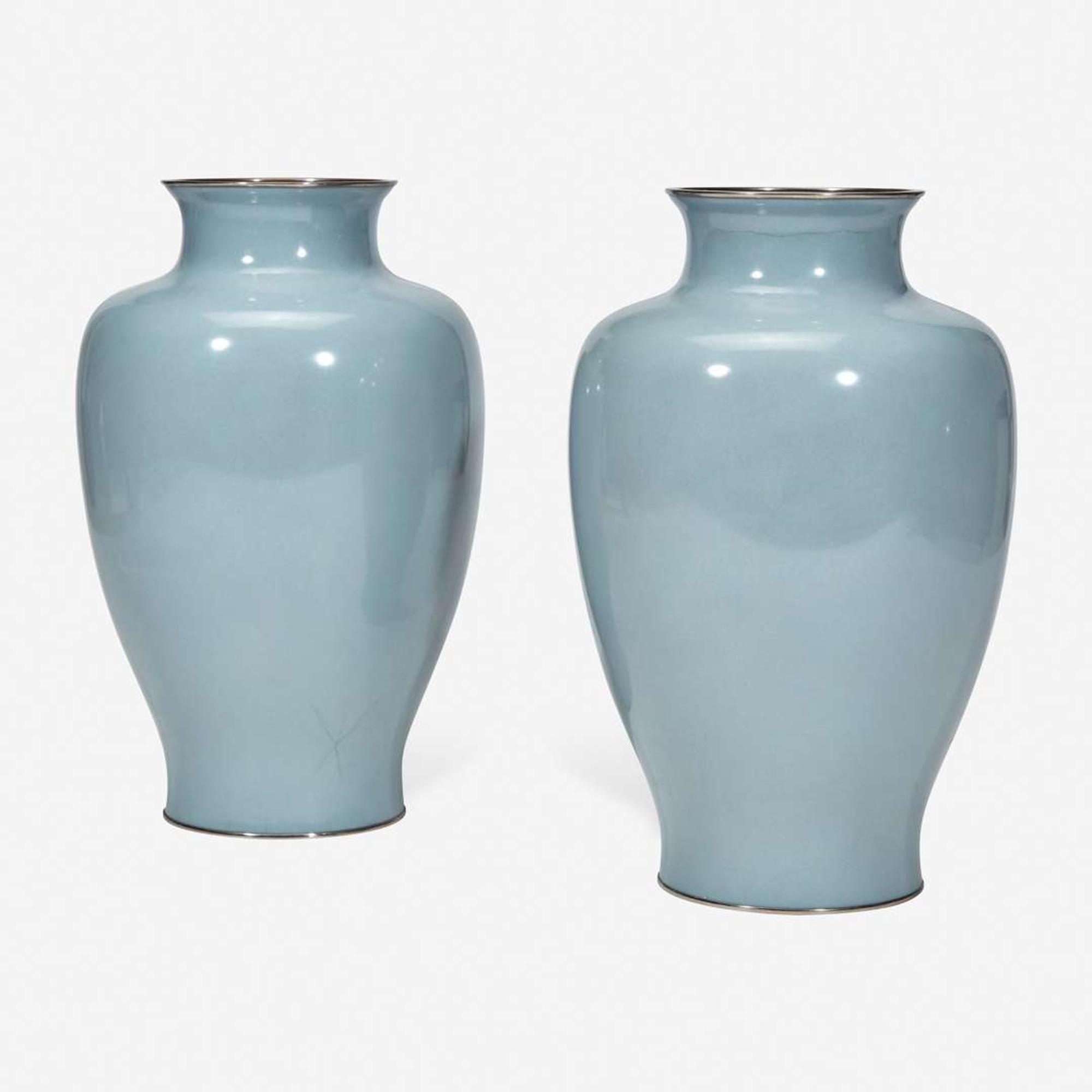 A pair of Japanese cloisonné vases, Ando 日本安藤七宝烧瓶一对
