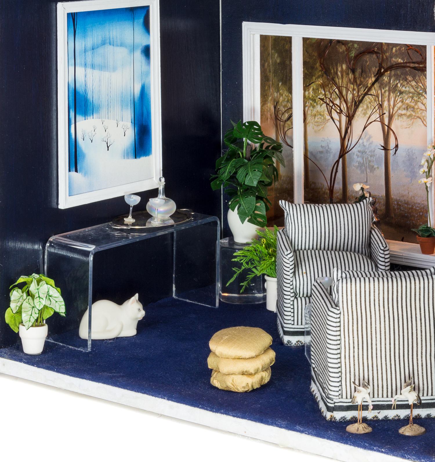 An American Room Box Height 9 3/4 x width 12 3/4 x depth 11 1/2 inches. — Decorated by Marilyn O'Meara