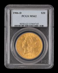 A United States 1906-D Liberty Head $20 Gold Coin