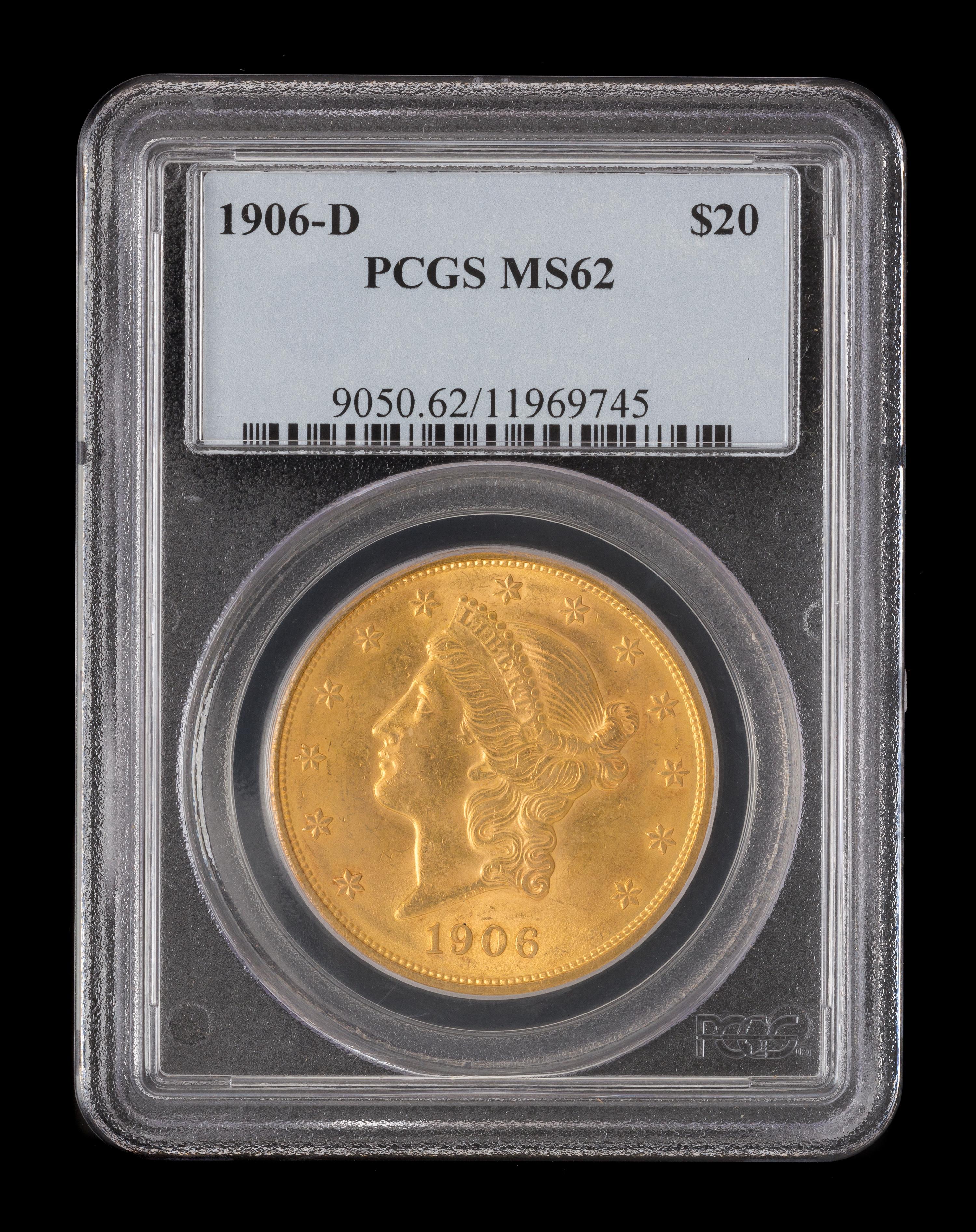 A United States 1906-D Liberty Head $20 Gold Coin