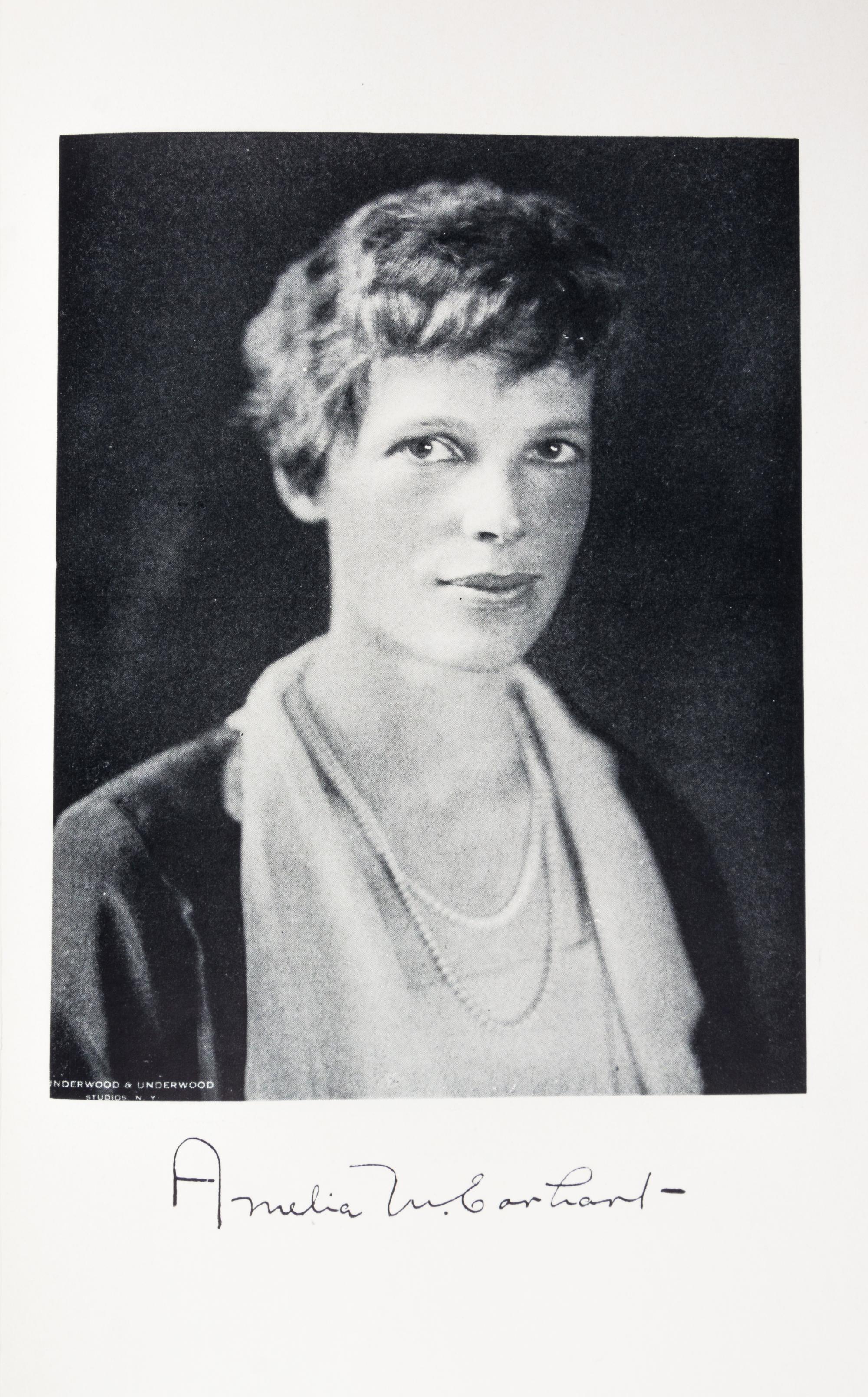 EARHART, AMELIA. 20 Hrs. 40 Min. New York, 1928. First trade ed., signed by Earhart on pasted in card.