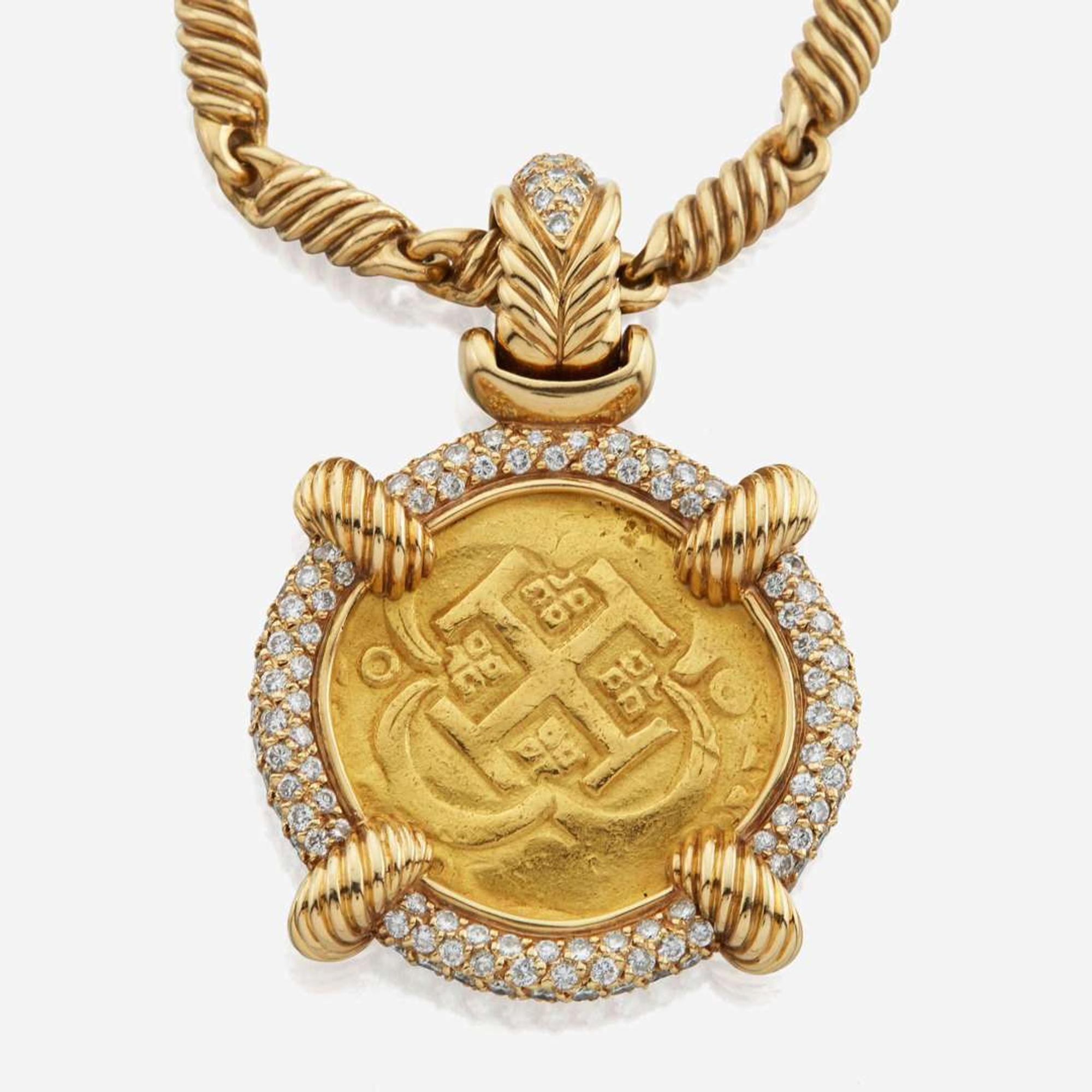 A diamond coin necklace