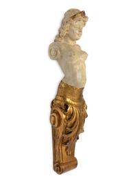 A Pair of Continental Carved Giltwood Caryatid Pilasters