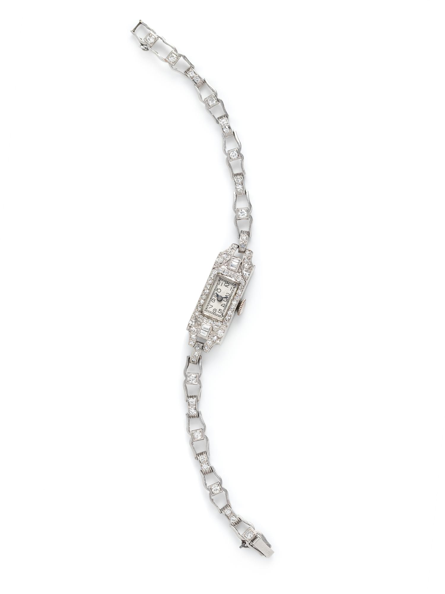 PLATINUM AND DIAMOND WRISTWATCH