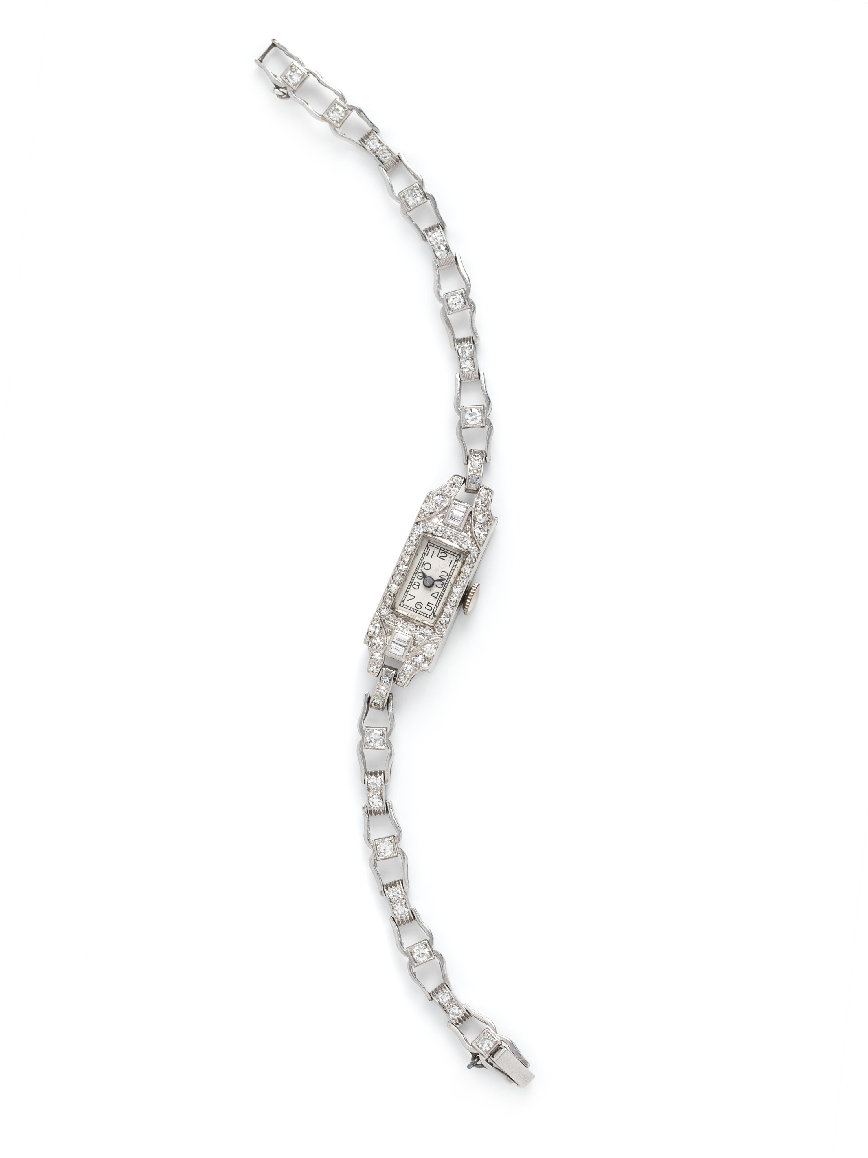 PLATINUM AND DIAMOND WRISTWATCH