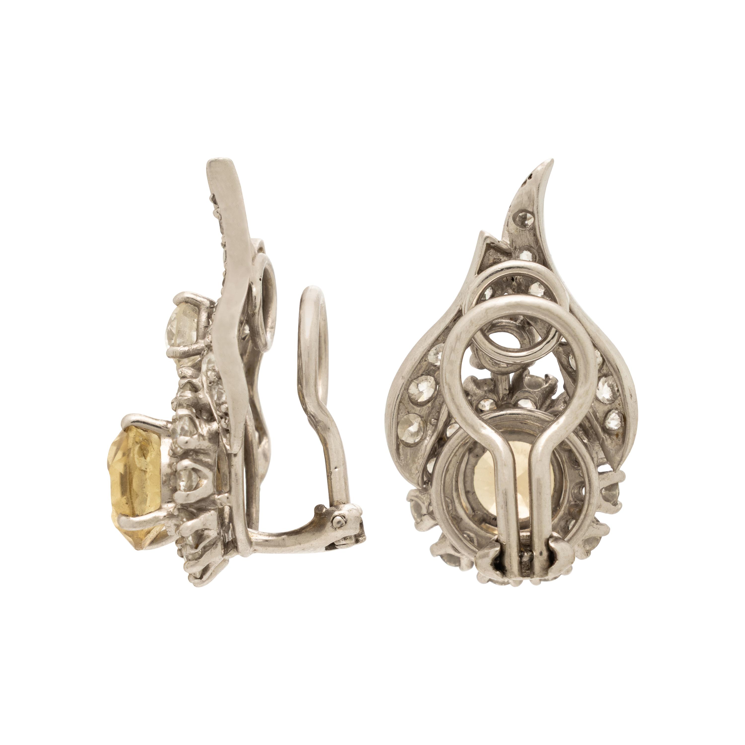 Sinhalite, Diamond, and Platinum Earrings