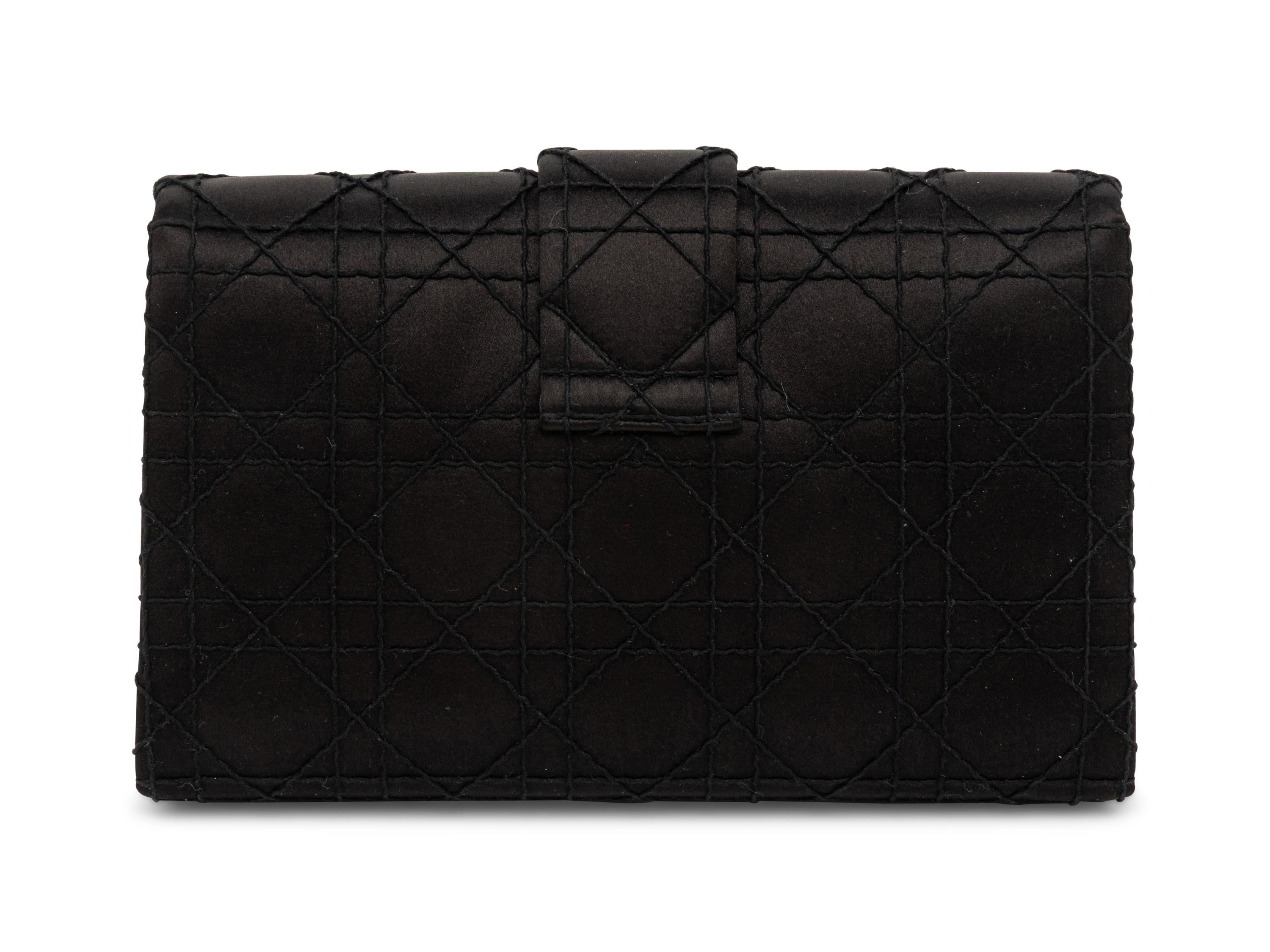 Christian Dior, Black Satin New Lock Clutch