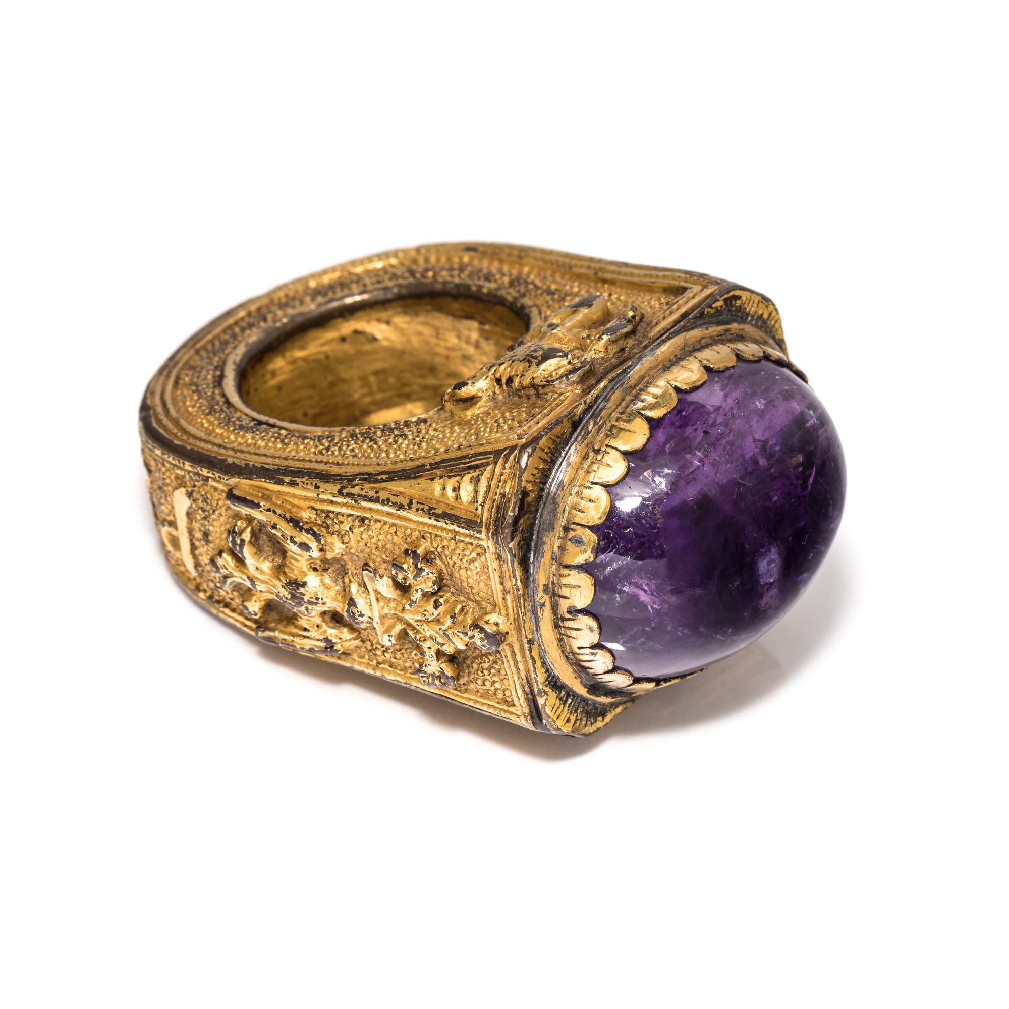 A Gilt Bronze Amethyst-Inset Papal Ring of Pope Paul V