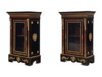 A Pair of Napoleon III Boulle Marquetry Marble-Top Cabinets