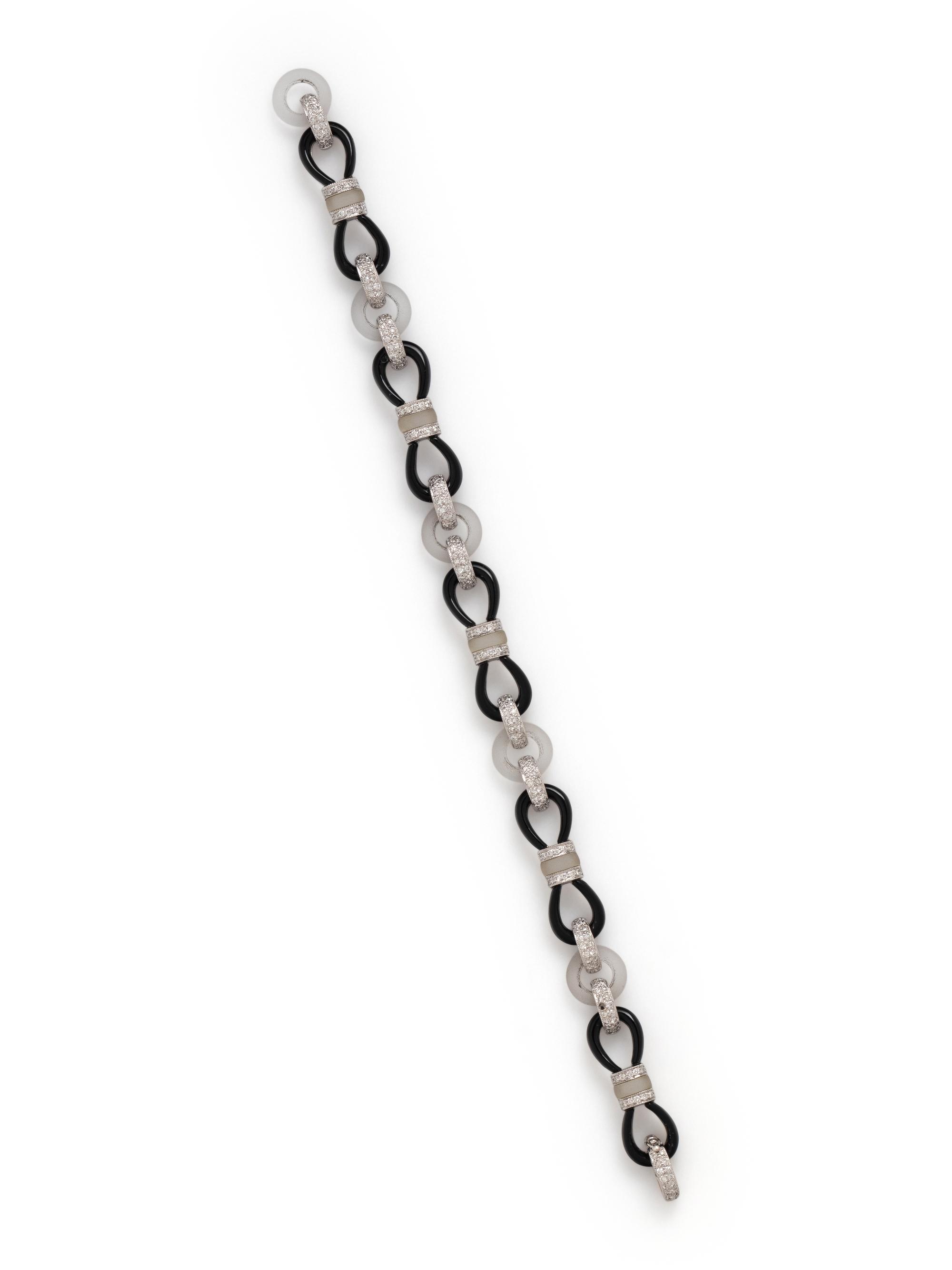DIAMOND, ONYX AND ROCK CRYSTAL BRACELET