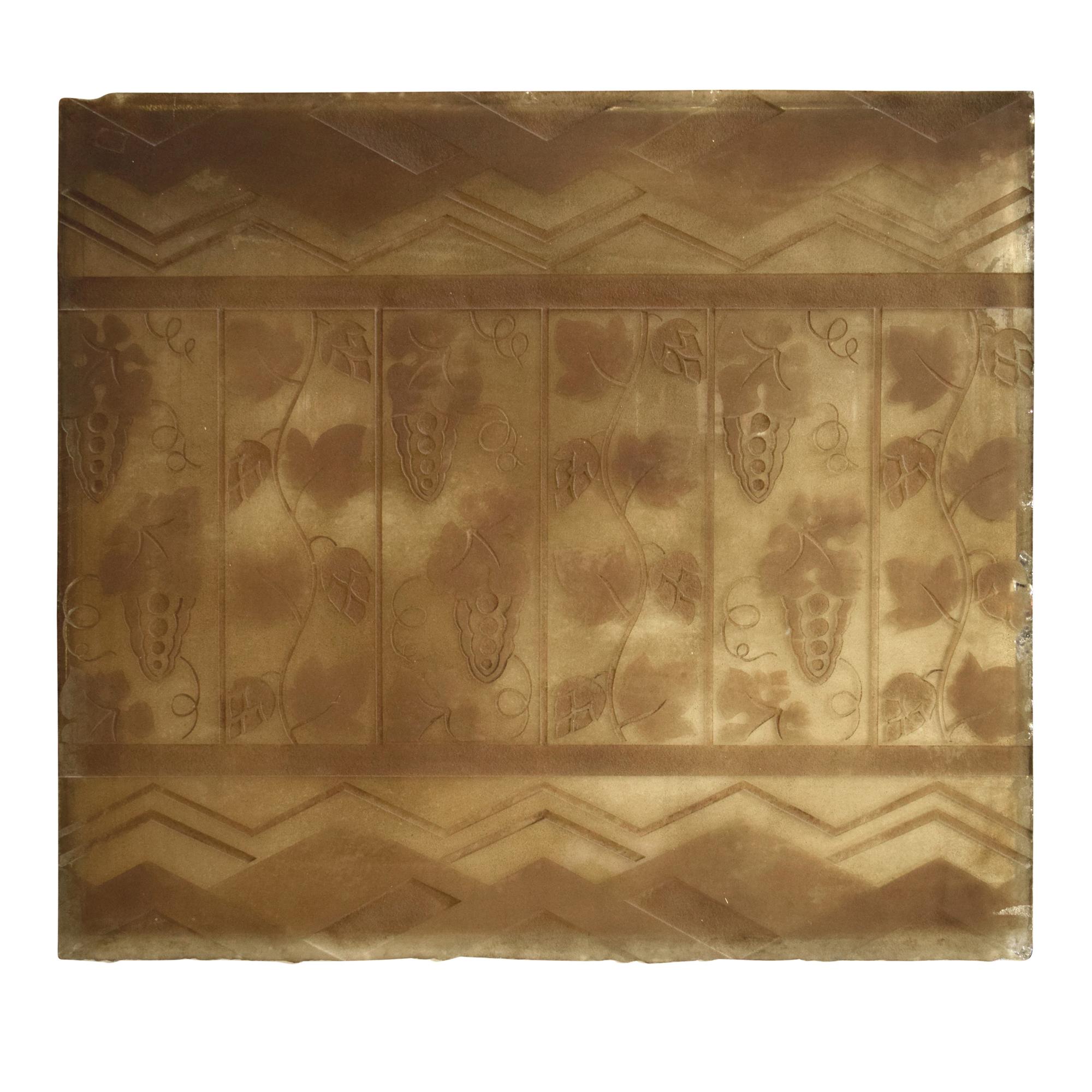 An Art Deco Etched Glass Panel 36" W x .5" D x 32" H — France, Circa 1920