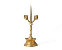 A Flemish Brass Double-Light Candlestick