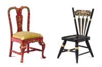 An Assembled Group of Six Chinese Style Furniture Articles Height of tallest 3 1/4 inches. — Various Makers