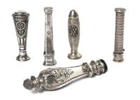A Collection of Silver and Silvered Metal Articles, Height of tallest 5 1/4 inches.