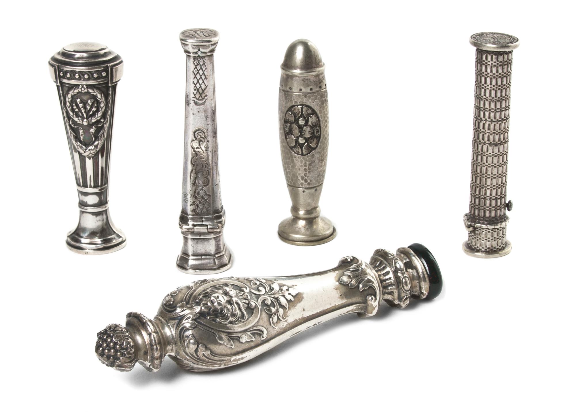 A Collection of Silver and Silvered Metal Articles, Height of tallest 5 1/4 inches.