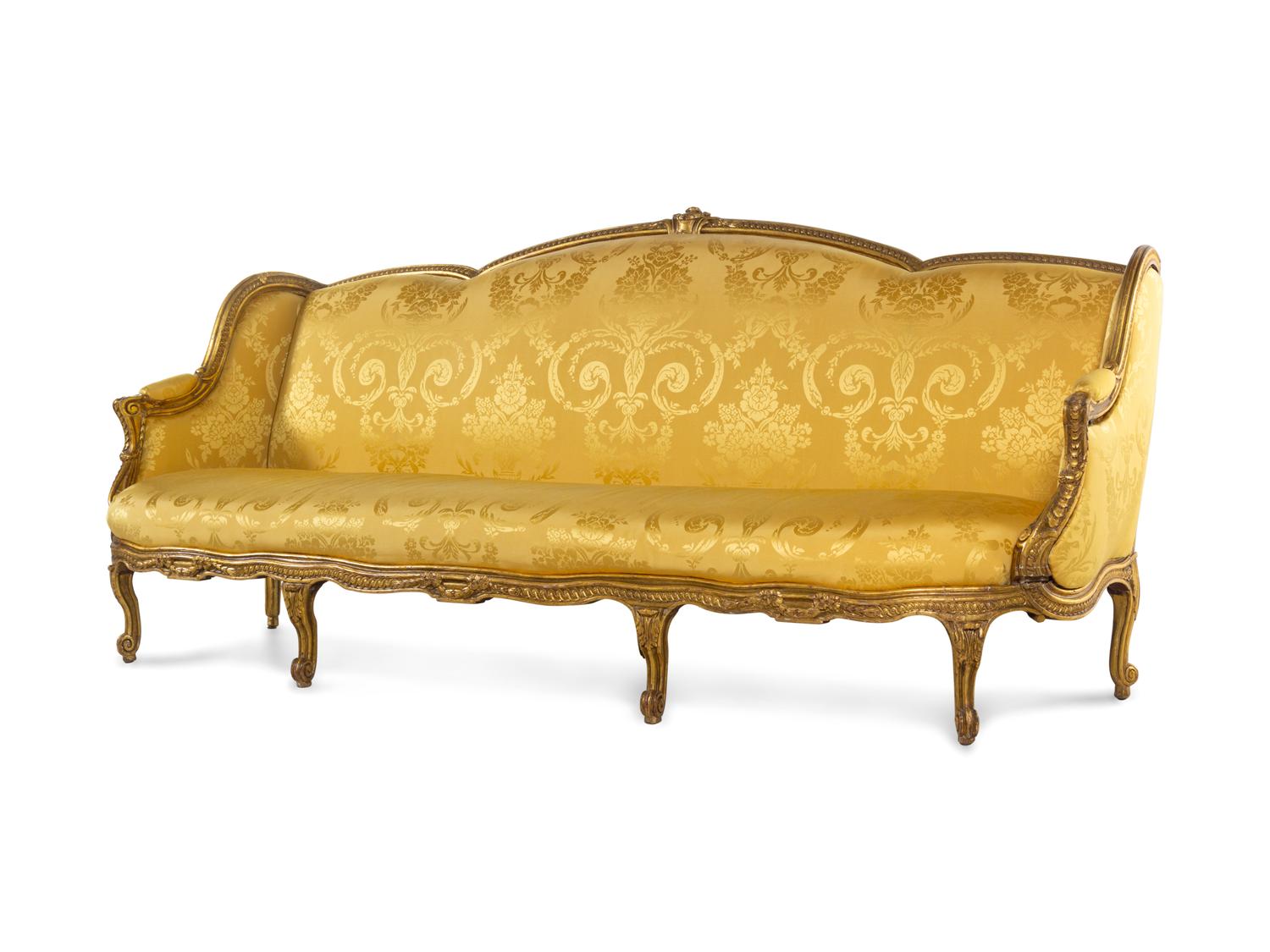 A Louis XV Style Carved Giltwood Sofa, 18th/19th Century