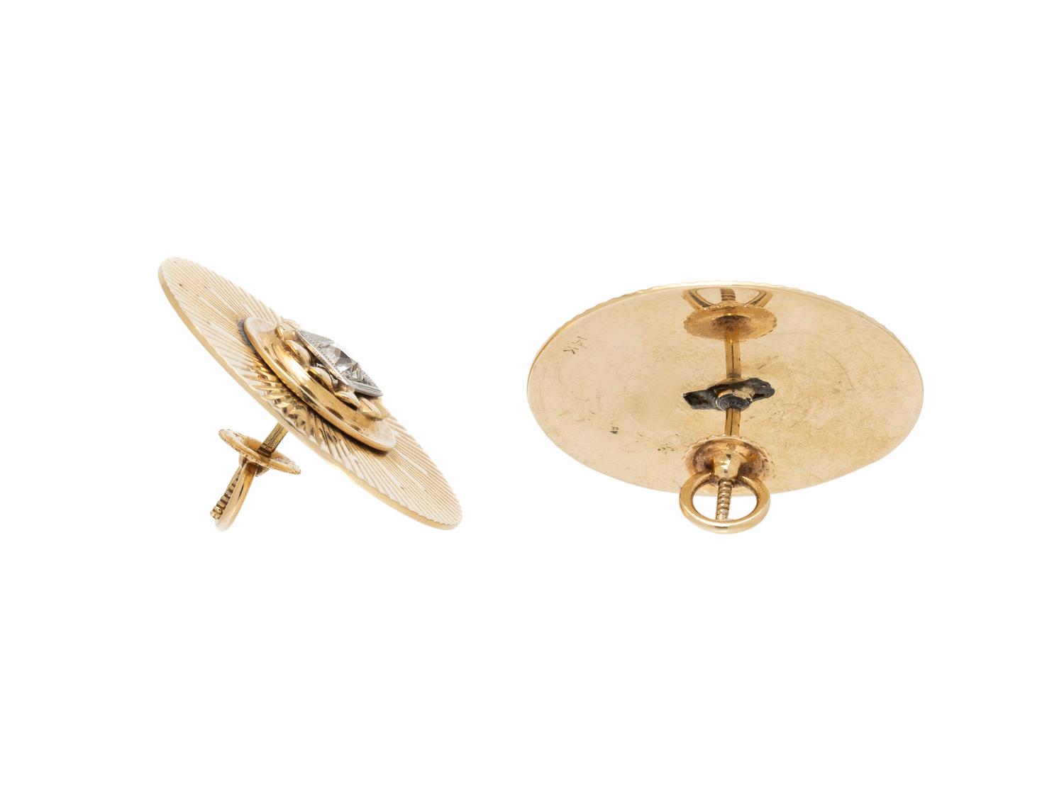 DIAMOND AND YELLOW GOLD DISC EARRINGS