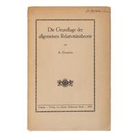 Einstein, Albert (1879-1955). Die Grundlage der allgemeinen Relativitätstheorie . Leipzig: Johann Ambrosius Barth, 1916.