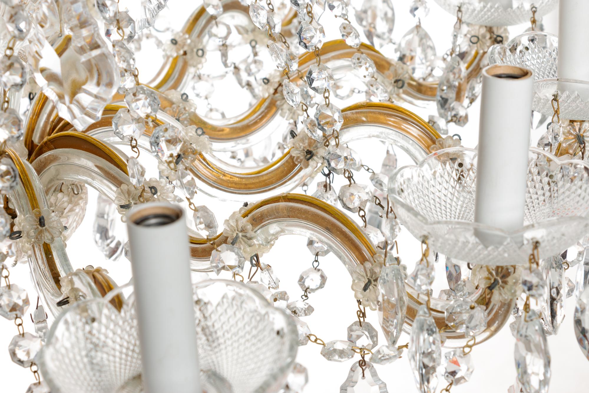 A Neoclassical Cut Glass Eighteen-Light Chandelier