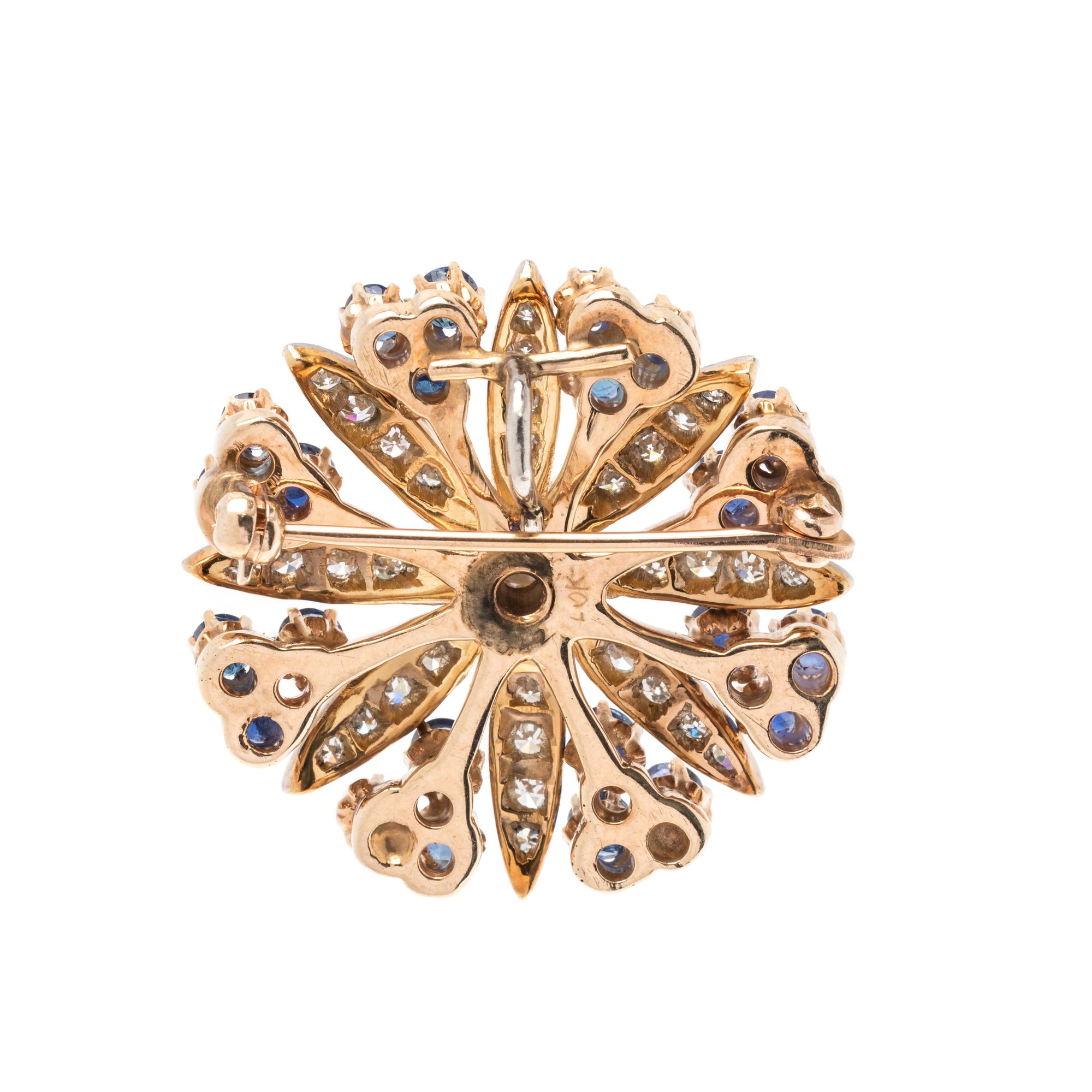 SAPPHIRE AND DIAMOND PENDANT/BROOCH