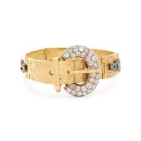 HAMMERMAN BROTHERS, YELLOW GOLD, DIAMOND AND SAPPHIRE BUCKLE BRACELET