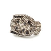 DIAMOND AND ENAMEL PANTHER RING