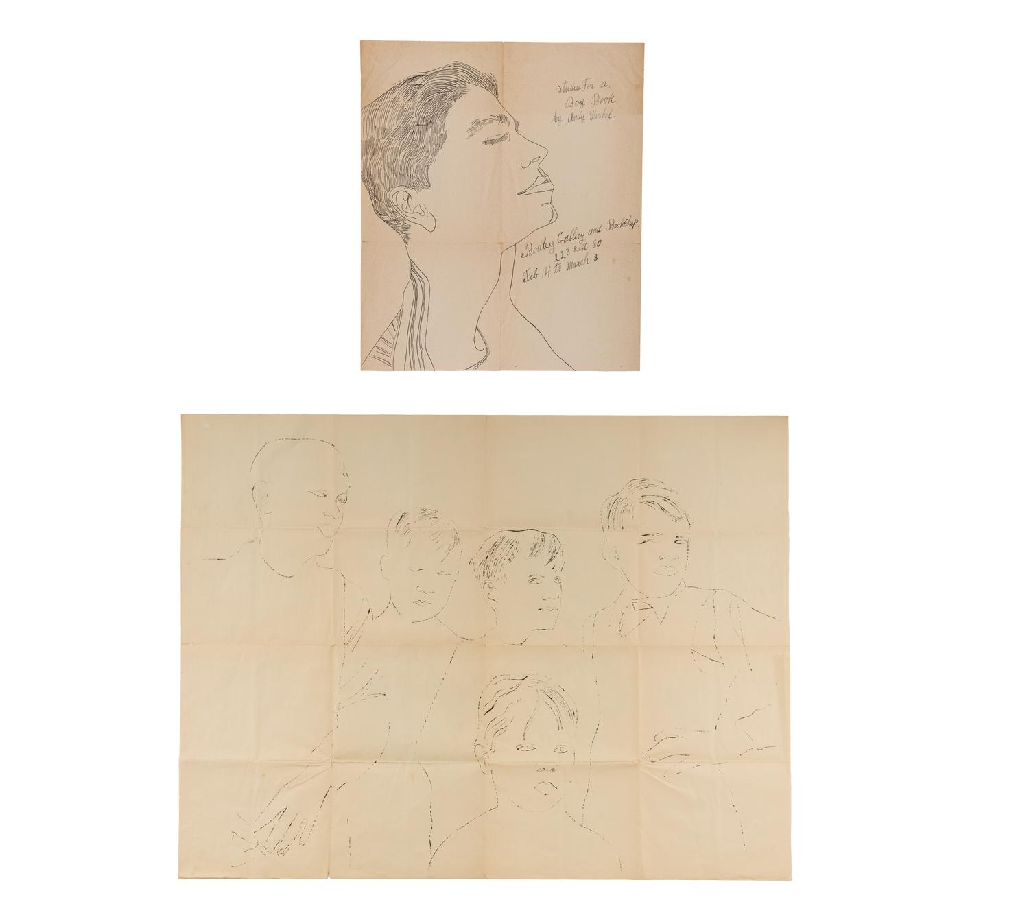 Studies for a Boy Book (Bodley Gallery Announcement) together with another unsigned print by the artist