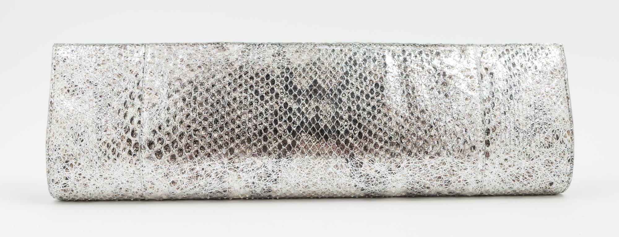 A Nancy Gonzalez Silver Python Long Clutch, 13.5" x 4" x 1.5".