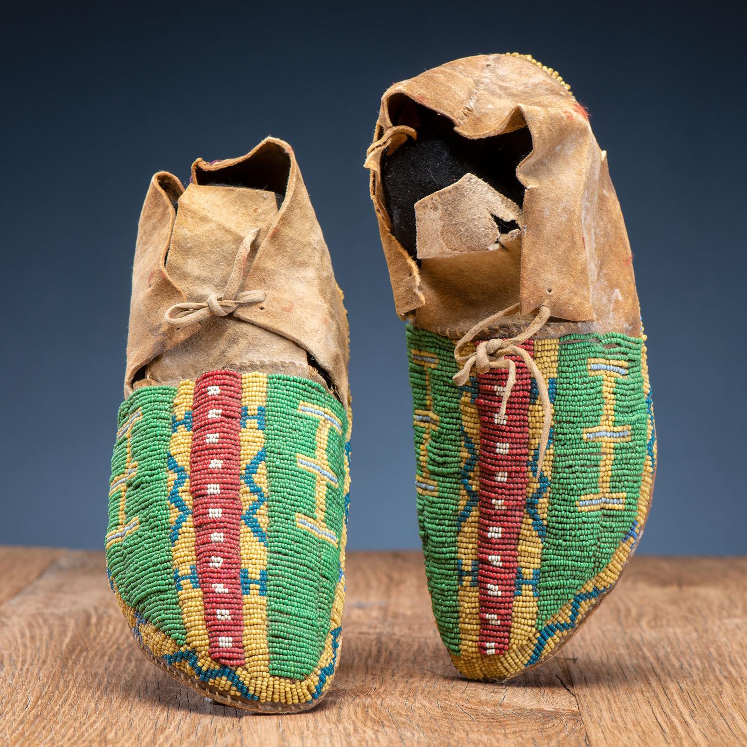 Northern Plains Beaded Hide Moccasins