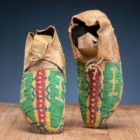 Northern Plains Beaded Hide Moccasins