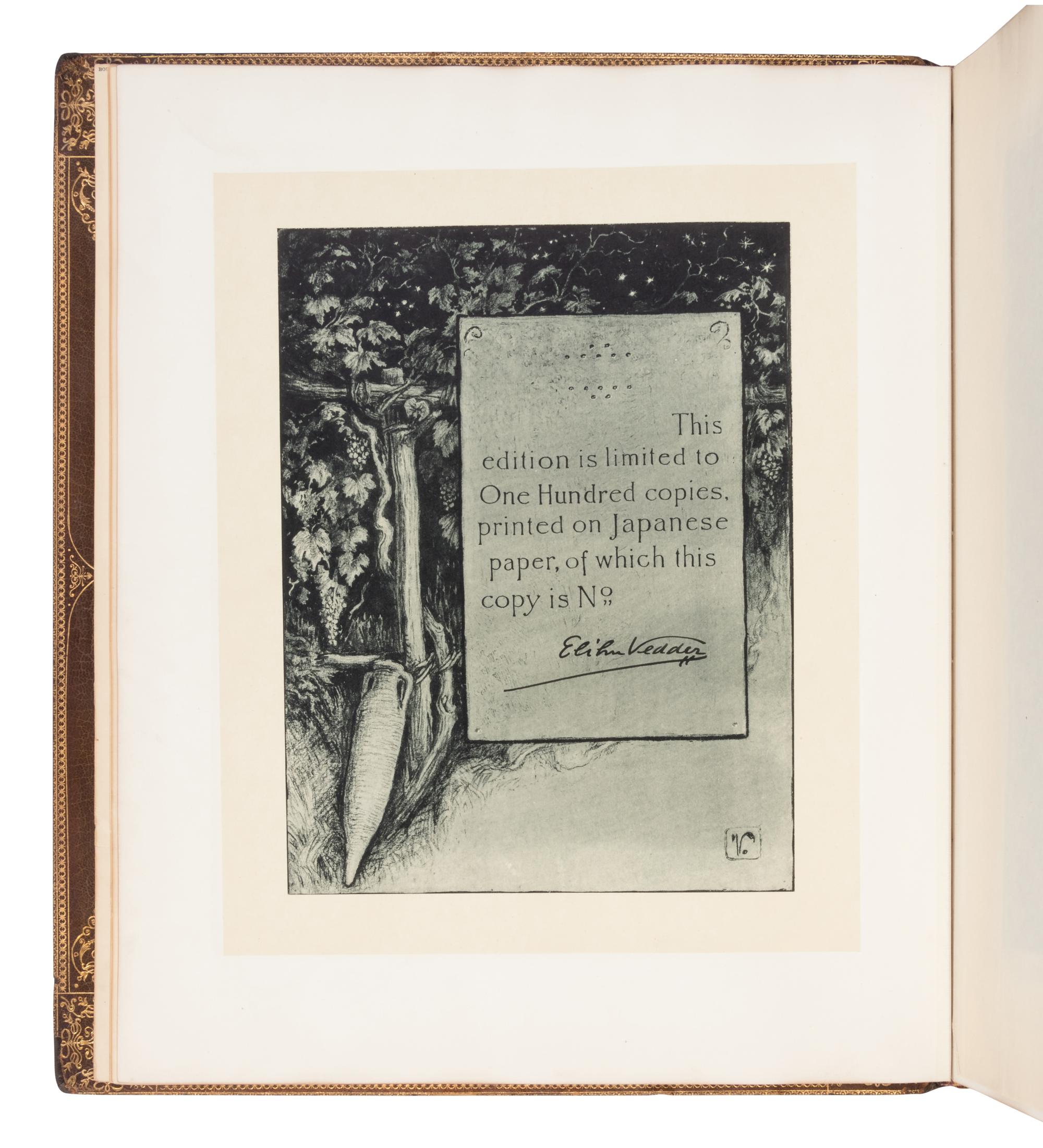 [VEDDER, Elihu (1836-1923), illustrator]. Rubaiyat of Omar Khayyam: The Astronomer-Poet of Persia . Edward Fitzgerald, translator. Boston: Riverside Press for Houghton Mifflin and Company, 1884.