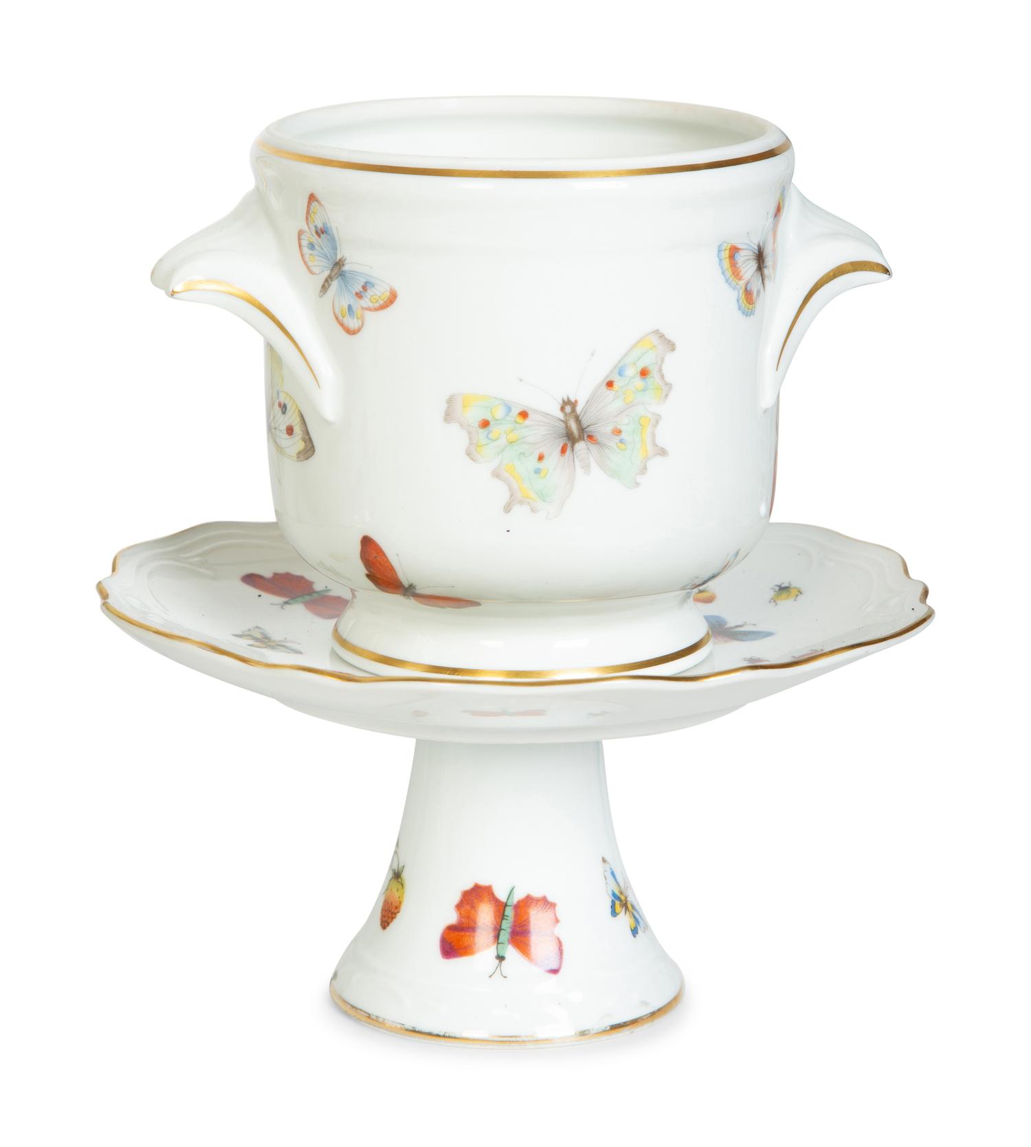 A Limoges Porcelain Butterfly-Painted Dessert Service — 20th Century
