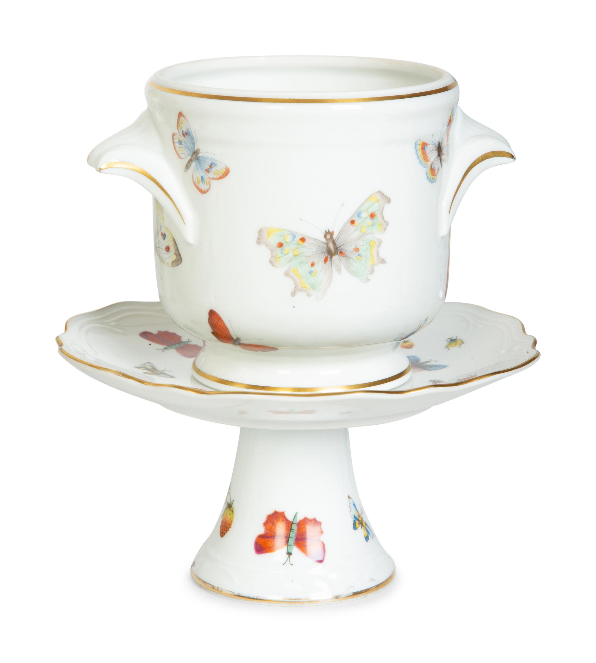 A Limoges Porcelain Butterfly-Painted Dessert Service — 20th Century