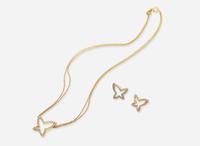 An 18K Yellow Gold Earrings and Necklace Set by Movado