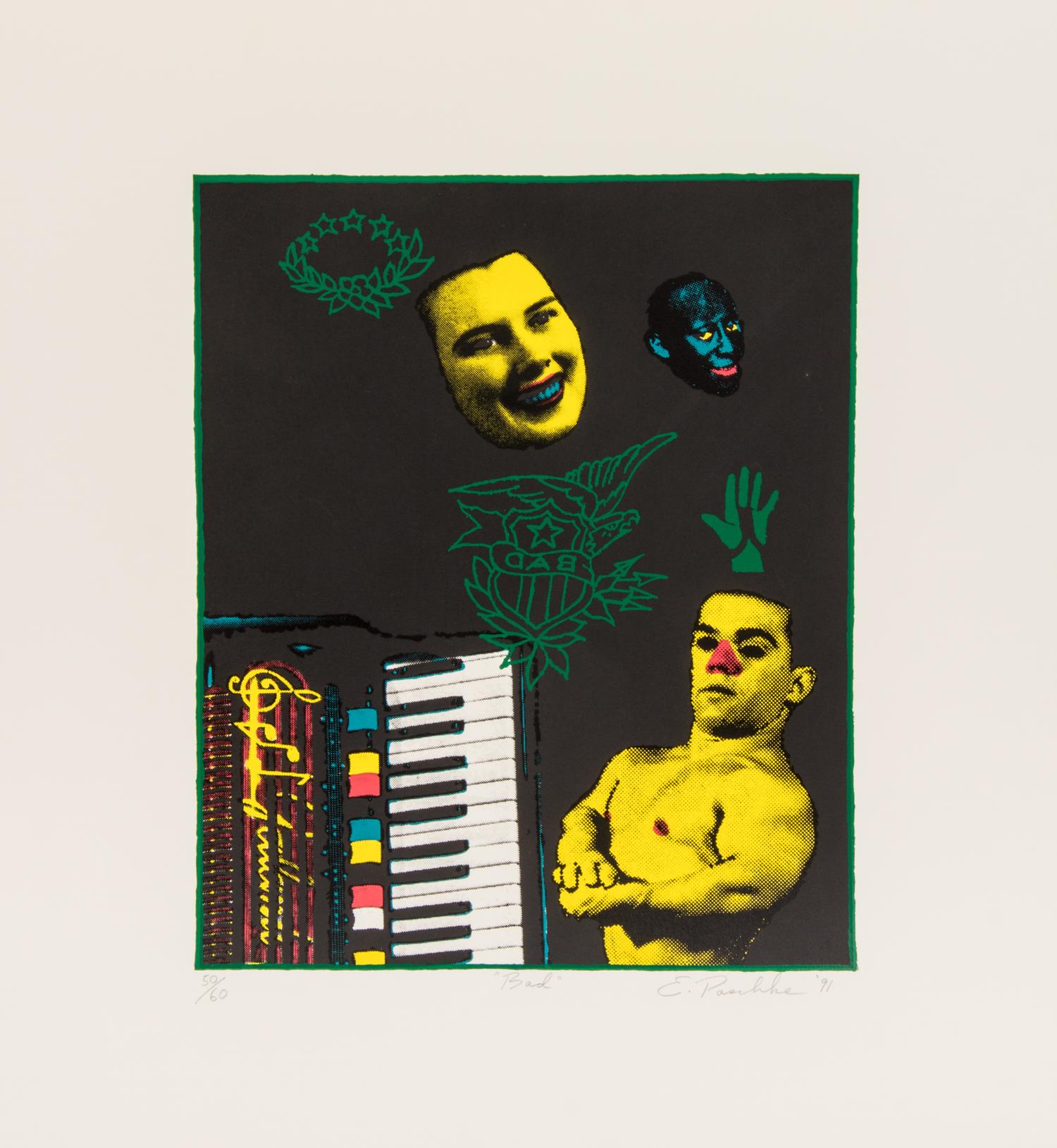 Ed Paschke, (American, 1939-2004), Bad, 1991 (together with text and cover page)