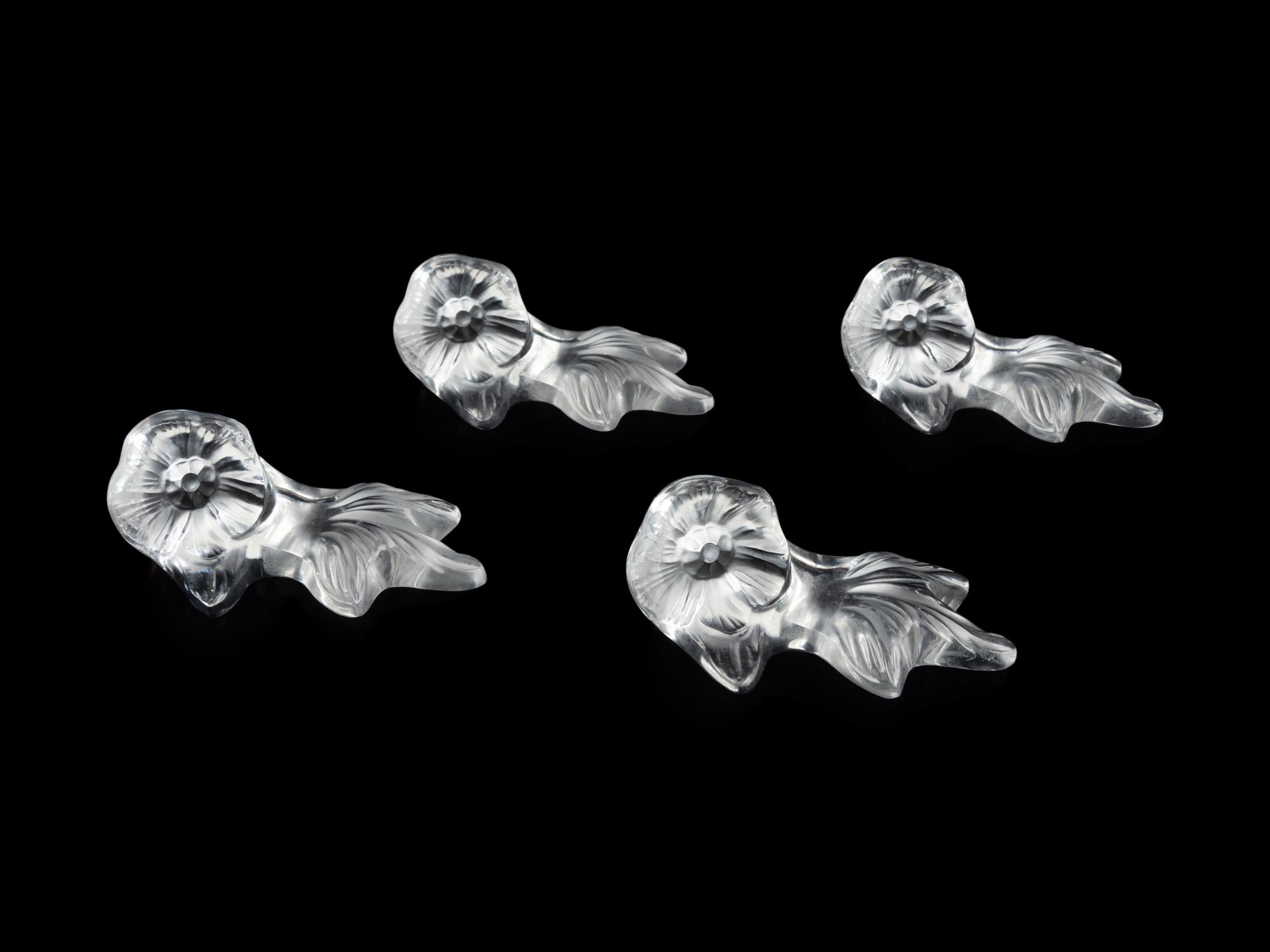 A Lalique Elisabeth Vase, Anemone Ornament and Four Floral Ornaments