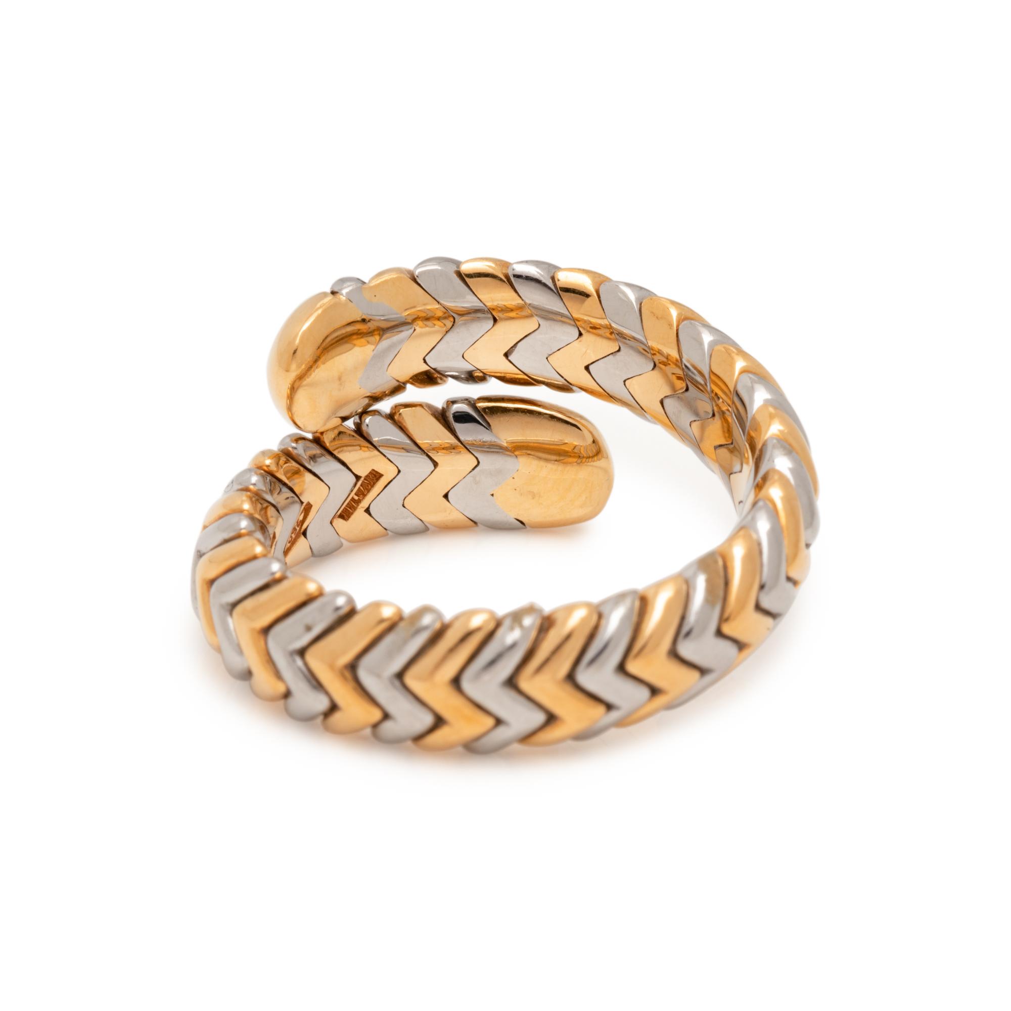 BVLGARI, YELLOW GOLD AND STEEL 'SPIGA' RING