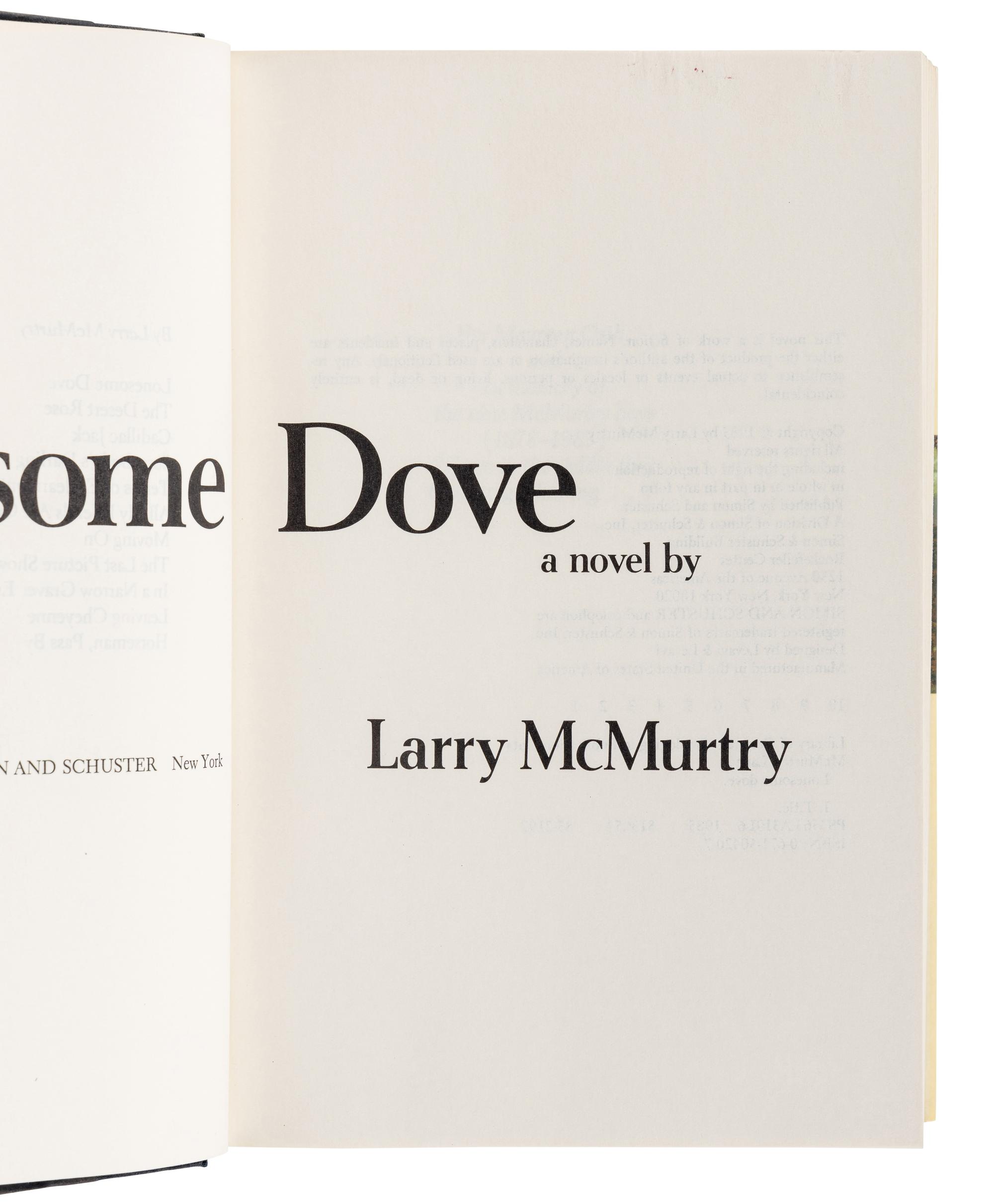 McMURTRY, Larry (1936-2021). A group of 4 FIRST EDITION works from McMurtry’s Lonesome Dove series, MANY SIGNED, comprising: