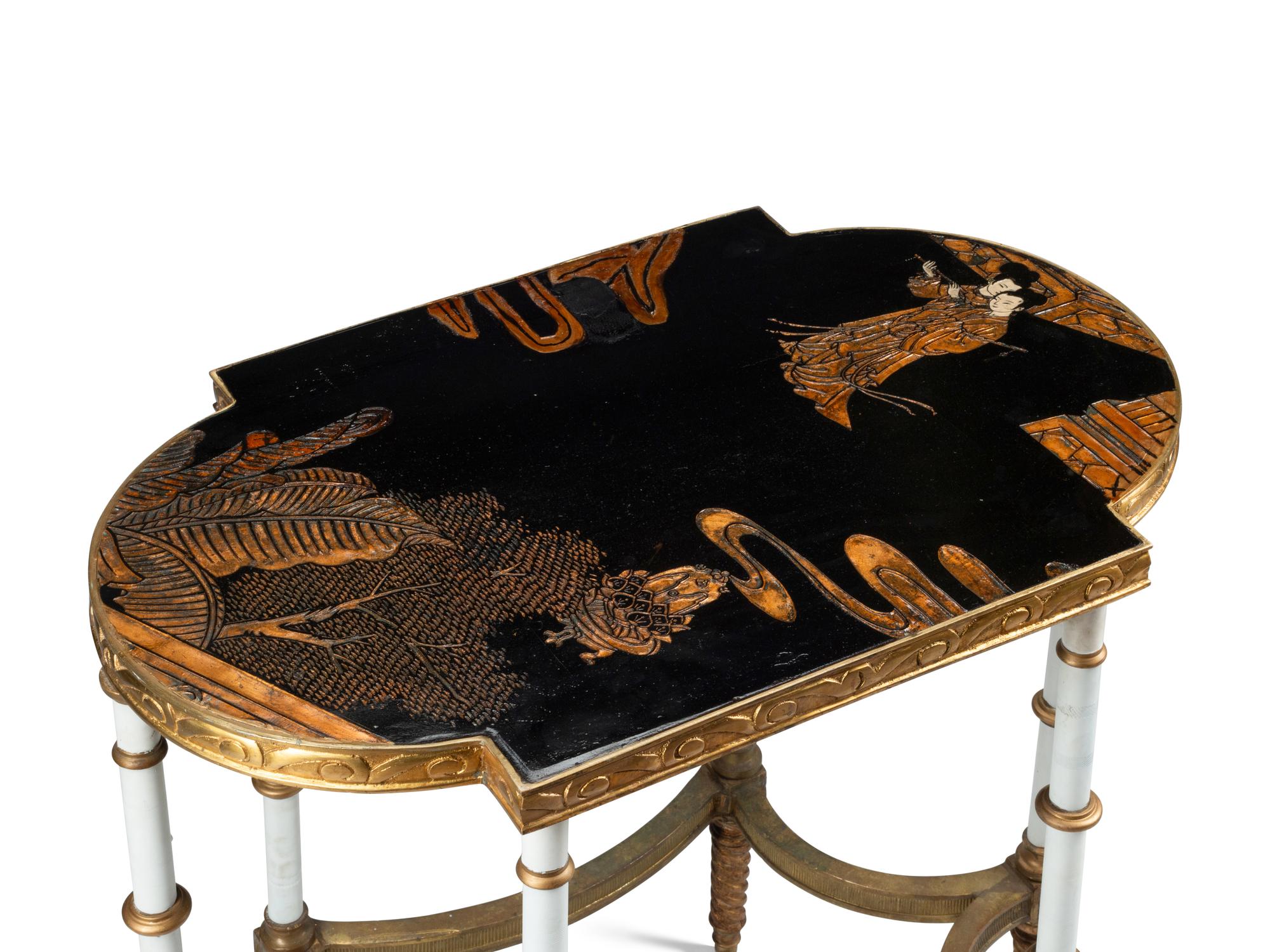 A Louis XVI Style Bronze and Chinese LacquerTable