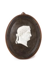 A Set of Four Marble Profile Plaques Height 22 1/2 x width 16 1/2 inches. — AFTER THE ANTIQUE, 20TH CENTURY
